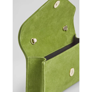 LK Bennett Dominica Apple Green Suede Clutch Bag